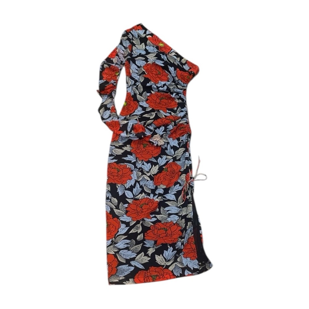 Diane von furstenberg floral one shoulder maxi